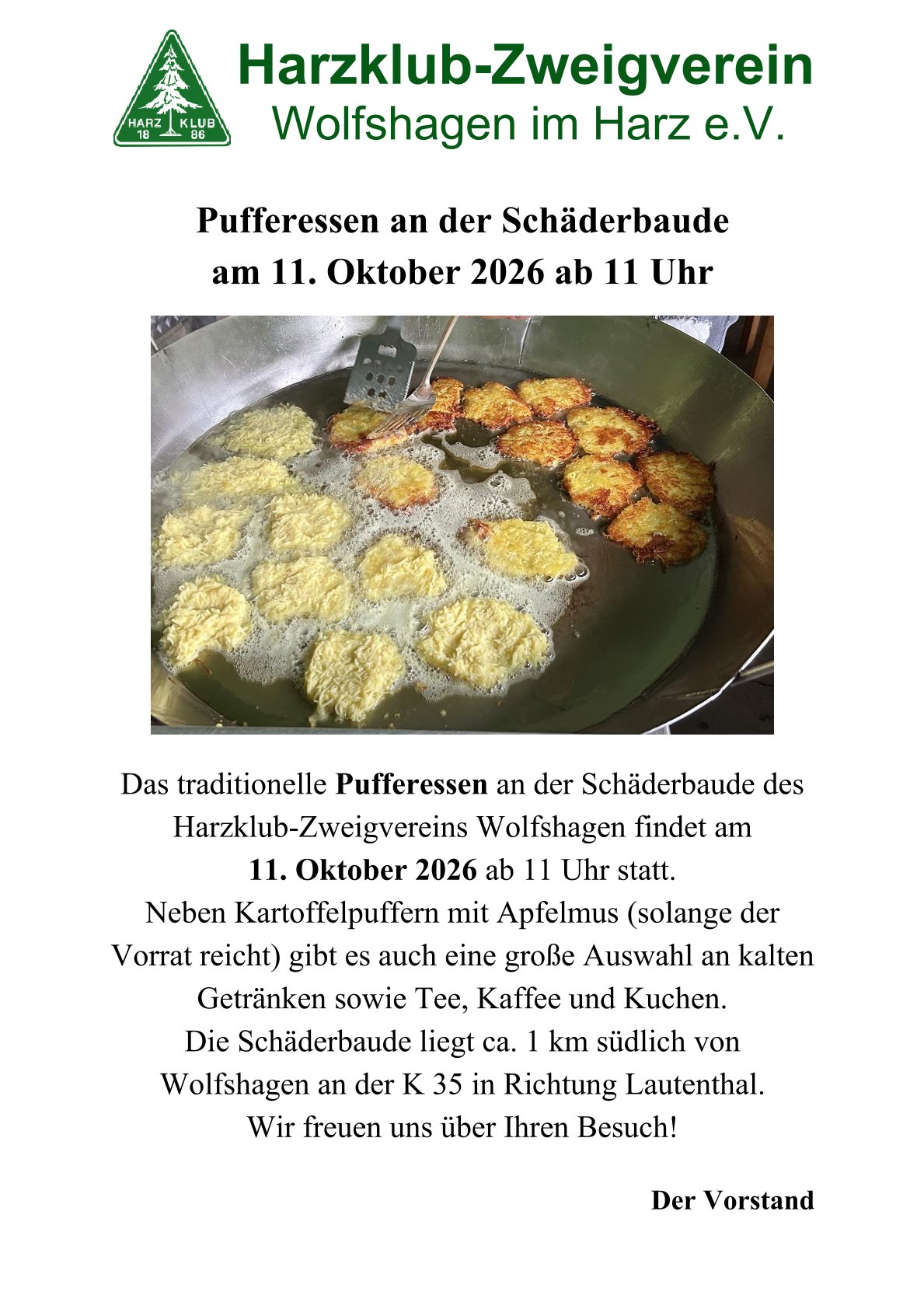 Pufferessen 2026 Ankündigung Aushang 1